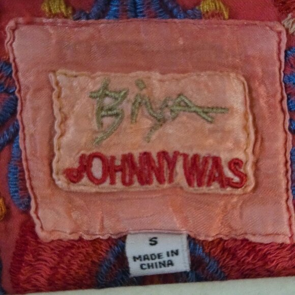 Johnny Was Deep Coral Embroidered V-neck 3/4 Sleeve Tunic Top Size S - Picture 8 of 9